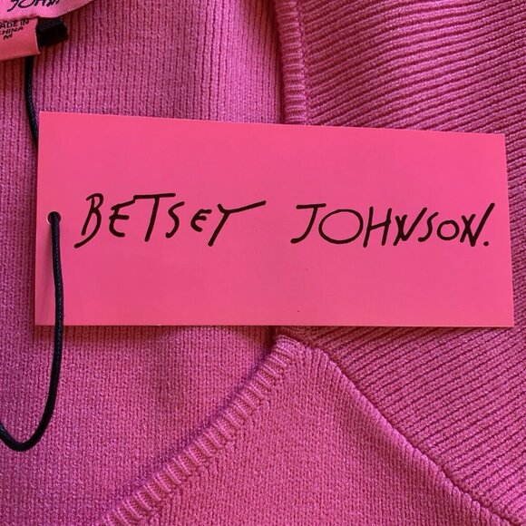 NWT Betsey Johnson Womens M Kaylee Mini Dress Barbie Pink Ribbed Cap Sleeves NEW - Picture 9 of 15